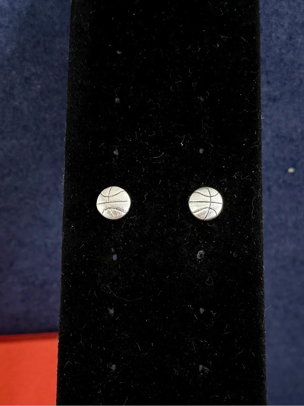 JAMES AVERY Sterling Silver Etched Basketball Stud Post Earrings; RETIRED